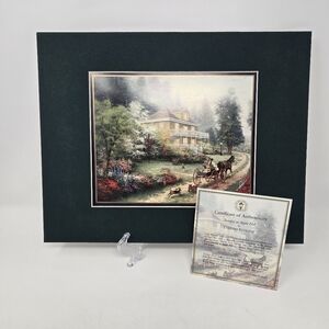VINTAGE THOMAS KINKADE MATTED COLLECTOR'S PRINT SUNDAY AT APPLE HILL FARMHOUSE